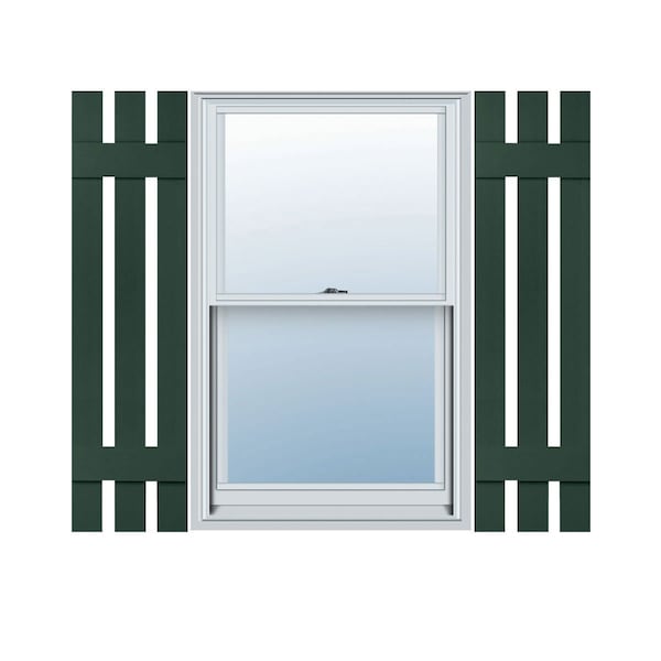 Ekena Millwork 12-in. W x 51-in. H Mid-America Vinyl, Size Three Board Spaced Shutters, 122 - Midnight Green, PR 00031251122 - main